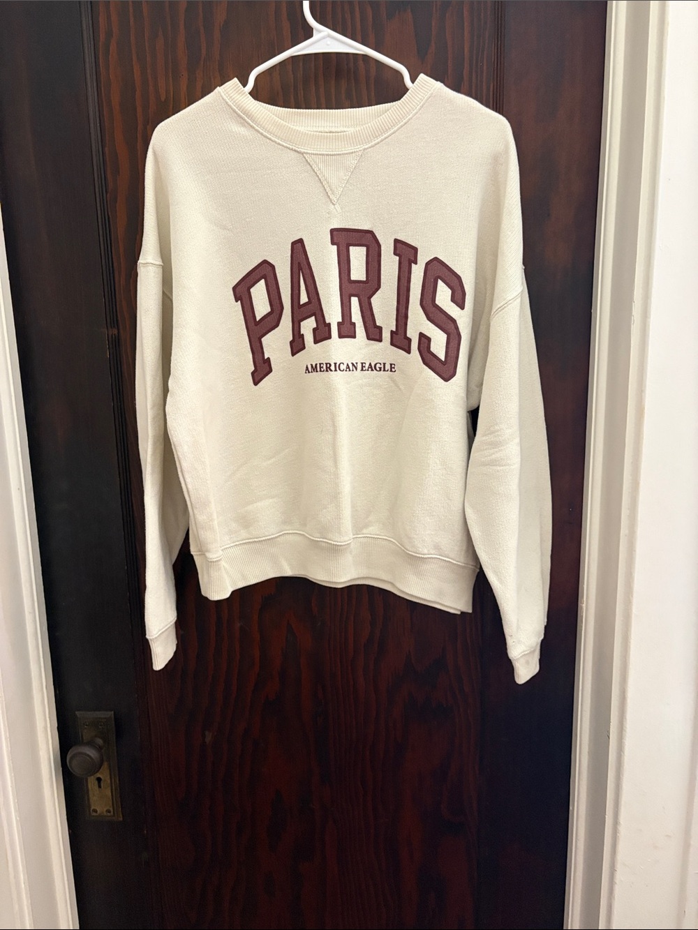 American Eagle Outfitters Cream 'Paris' Crewneck Sweatshirt
